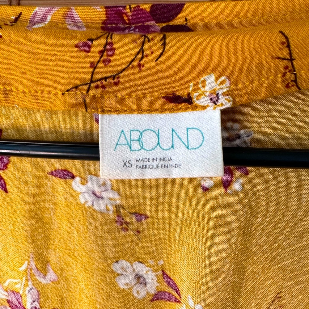 Purple and yellow floral low cut long sleeve blouse - Picture 3 of 10